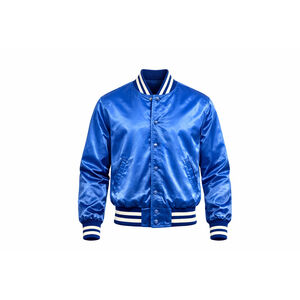 Vintage 80s Birdie Men's Jackets Satin Bomber Coach Jacket Blue USA Made Sz S